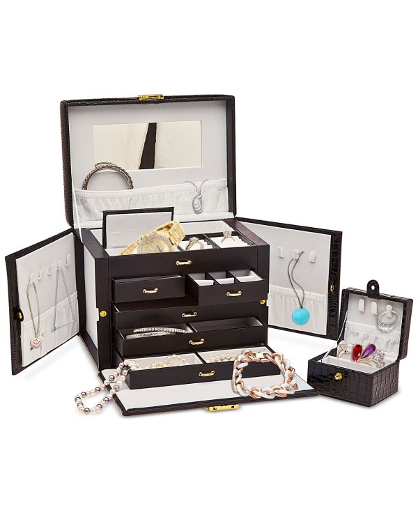 Godinger Faux Leather Jewelry Box with Mini Travel Box