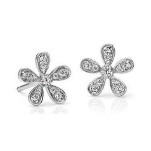 Diamond Flower Stud Earrings in 14k White Gold (Dealmoon Exclusive)