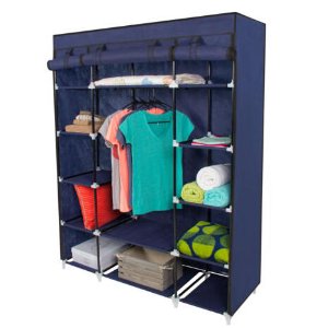 53” Portable Closet Storage Organizer Wardrobe Clothes Rack With Shelves