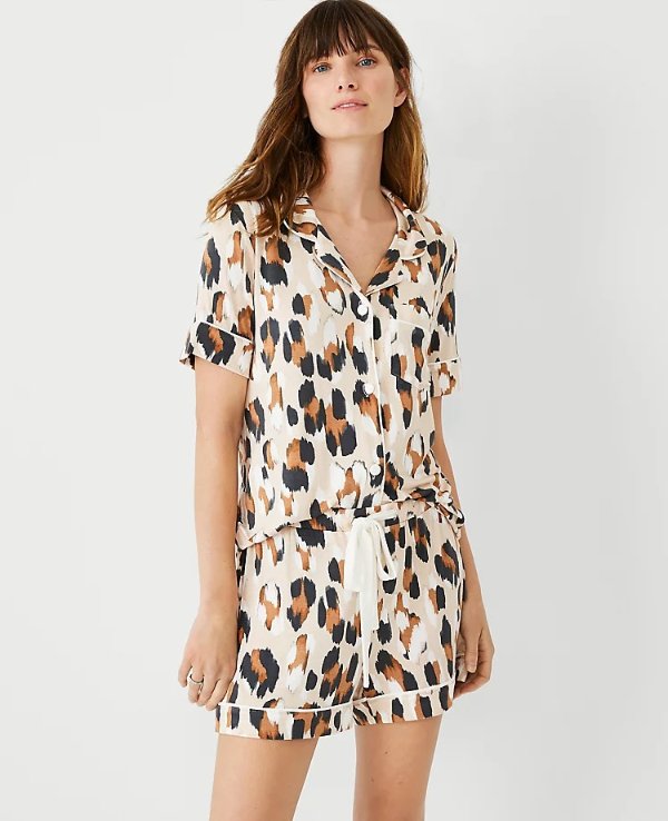 Brushed Leopard Print Pajama Set | Ann Taylor