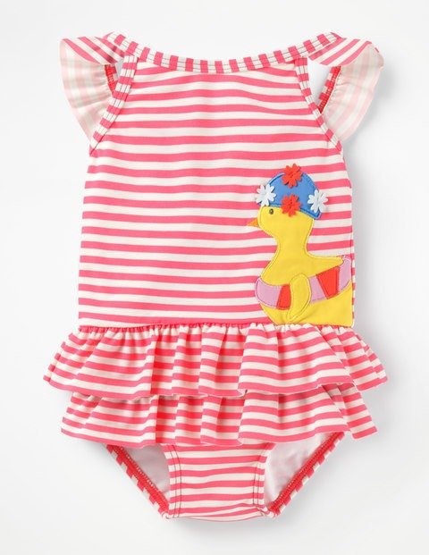 Pretty Frill Swimsuit - Brush Pink/Ivory Chick | Boden US