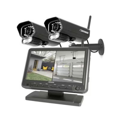 Defender Phoenixm2 7" Monitor Indoor/Outdoor 4-Channel 2-Camera Wired Plug-in Bullet Sd (Included) Security Camera System