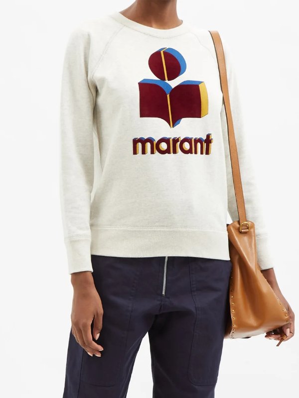 Milly flocked-logo cotton-blend jersey sweatshirt | Isabel Marant Etoile