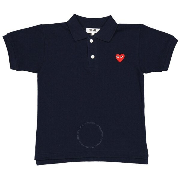 Kids Short Sleeve Embroidered Heart Polo Shirt