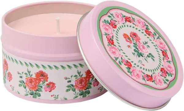 粉色罐装玫瑰蜡烛