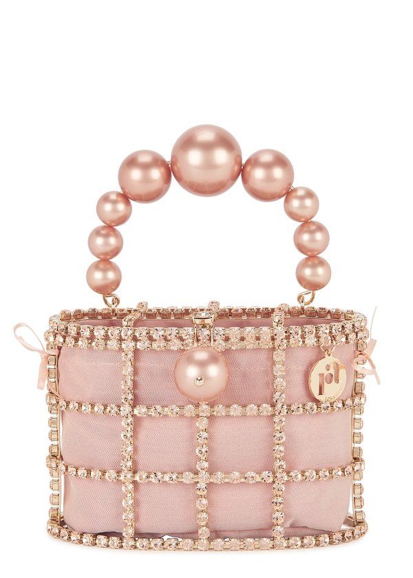 Holli pink crystal-embellished top handle bag