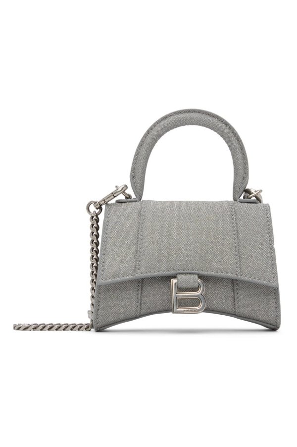 Silver Mini Glitter Hourglass Bag