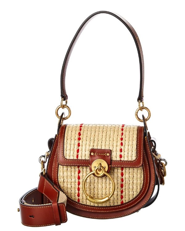 Tess Small Straw & Leather Satchel