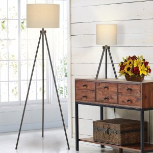 Better Homes & Gardens Modern Tripod Table & Floor Lamp Set, Black