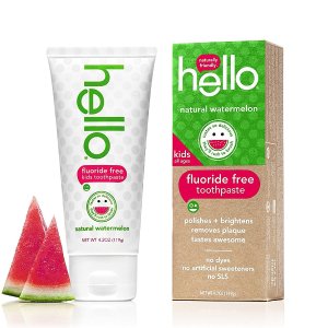 Hello Oral Care Kids Fluoride Free Toothpaste, Natural Watermelon, 4.2 Ounce