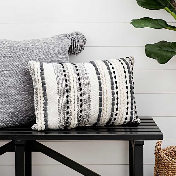 Gray Knots and Braids Wool Accent Pillow