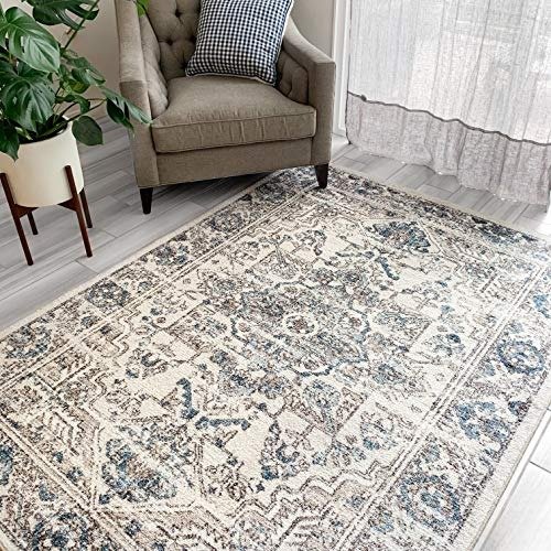 Maples Rugs Area Rugs - Distressed Tapestry 5 x 7 Large Rug [Made in USA] for Living Room, Bedroom, and Dining Room, Neutral