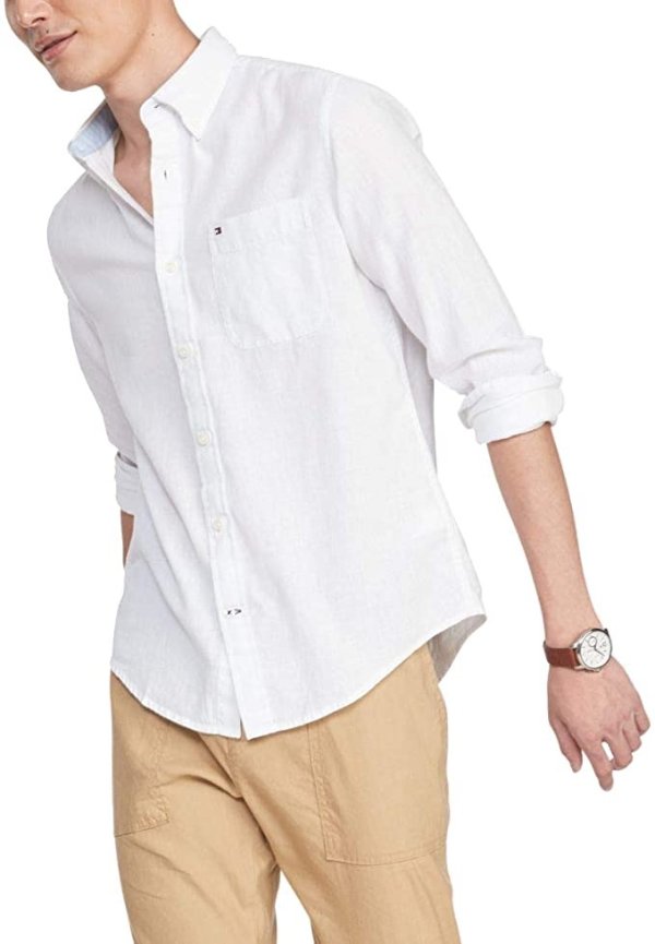 Men's Linen Long Sleeve Button Down Shirt in Classic Fit