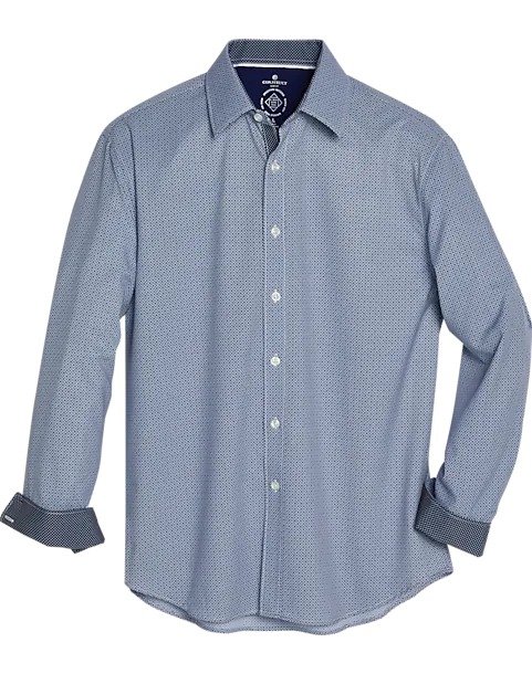 Con.Struct Slim Fit Sport Shirt, Navy & White Dot Check - Men's Sale | Men's Wearhouse
