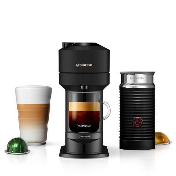 Vertuo Next Coffee and Espresso Maker by De'Longhi, Limited Edition Matte Black with Aeroccino Milk Frother