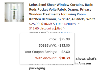 Lofus Semi Sheer Window Curtains 透明窗纱四件装