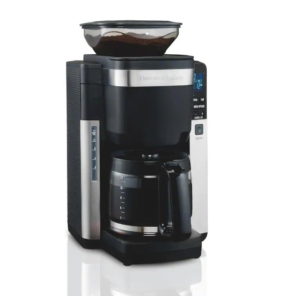 12-Cup Black Auto Grounds Dispensing Coffee Maker