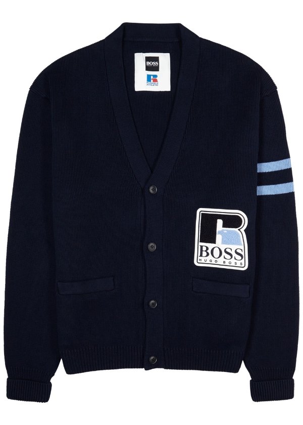 x Russell Athletic Krussel navy knitted cardigan
