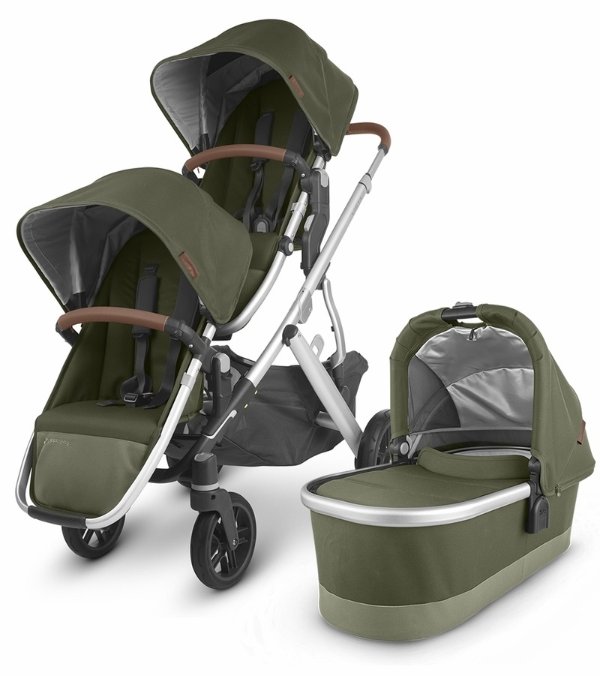 2020 Vista V2 Double Stroller - Hazel (Olive/Silver/Saddle Leather)