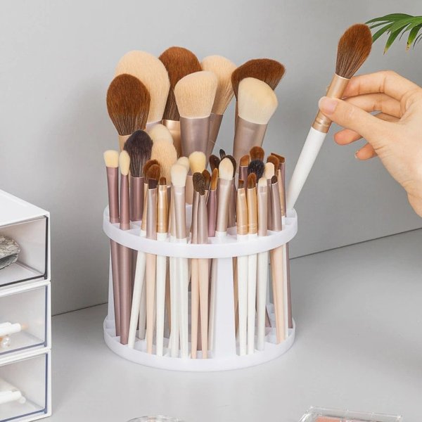 3.29US $ 45% OFF|52 Holes Makeup Brush Holder Round Organizer Multi function Rack Painting Brush Stand For Cosmetics Drying Pen Holder For Desk| | - AliExpress