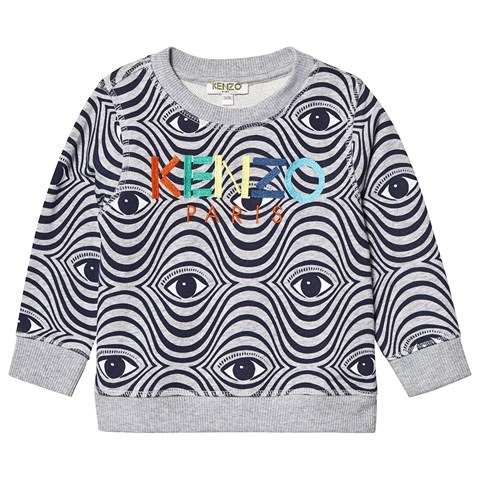 Kids Grey All Over Eye Print Logo Sweatshirt | AlexandAlexa