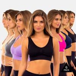 6 Pack Seamless Sports Bra with Removable Padding
