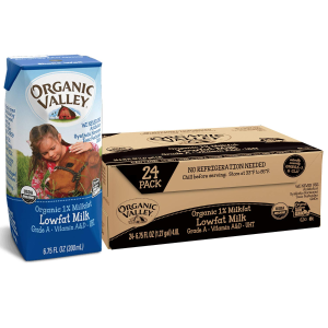 补货：Organic Valley 有机1%低脂原味牛奶 6.75 fl oz 24盒装