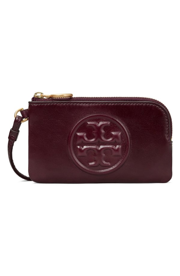 Perry Bombe Top Zip Glazed Leather Pouch