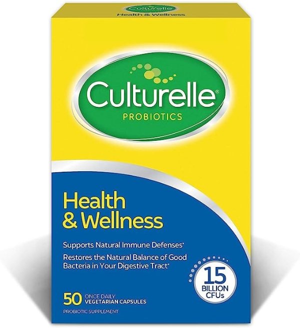 Health & Wellness Daily Probiotic for Women & Men, 50 Count, 15 Billion CFUs & A Proven-Effective Probiotic Strain Support your Immune System, Gluten Free, Soy Free, Non-GMO