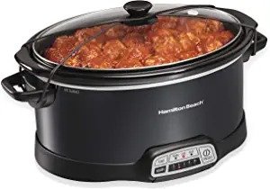 Programmable Slow Cooker with Three Temperature Settings, 7-Quart + Lid Latch Strap, Black