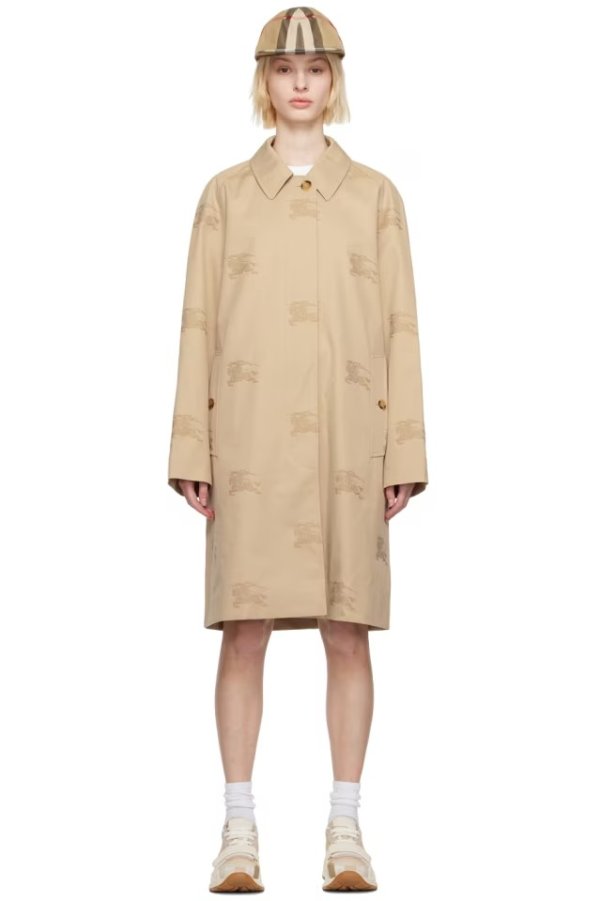 Beige Equestrian Knight Trench Coat