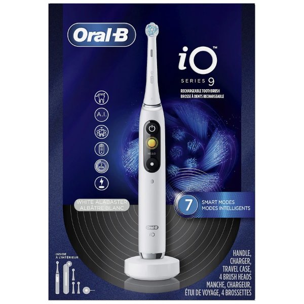 iO Series 9 Electric Toothbrush with 4 Brush Heads White Alabaster