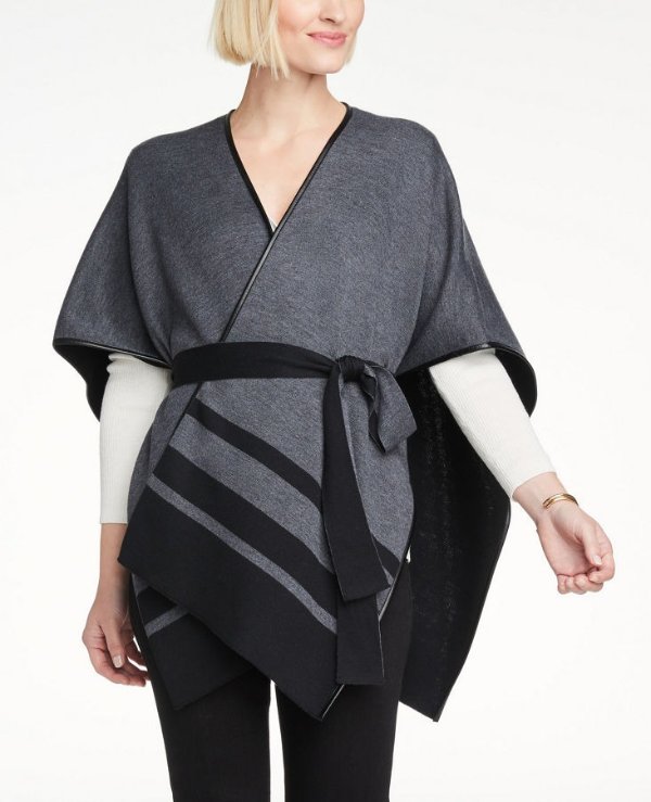 Striped Belted Poncho