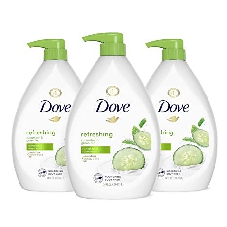 Refreshing Body Wash with Pump Revitalizes and Refreshes Skin Cucumber and Green Tea Effectively Washes Away Bacteria While Nourishing Your Skin 34 oz 3 Count