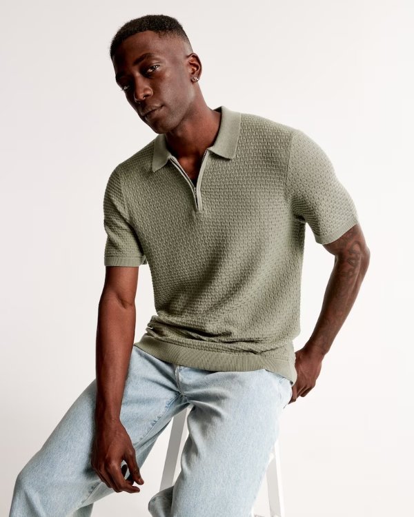 Men's Half-Zip Sweater Polo | Men's | Abercrombie.com