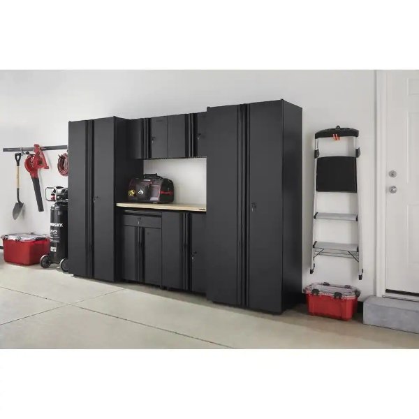 7-Piece Regular Duty Welded Steel Garage Storage System in Black (109 in. W x 75 in. H x 19 in. D)