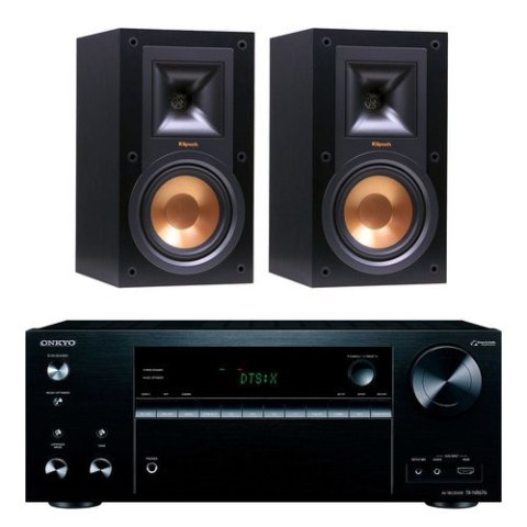 Onkyo TXNR676 7.2-Channel A/V Receiver with Klipsch R-15M Bookshelf Speakers (Black)