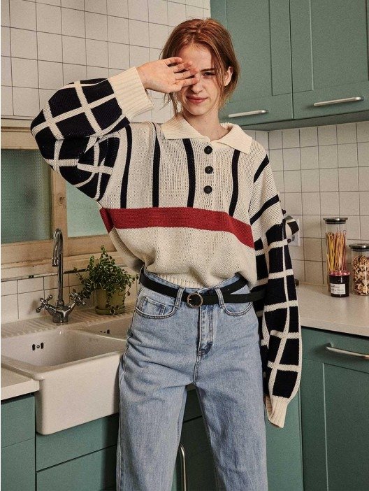 Retro Checkerboard Knit