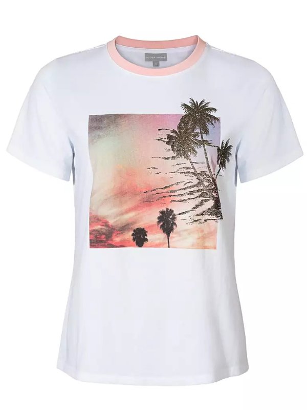 Palm Skies White T-Shirt | Oliver Bonas