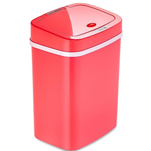 DZT-12-5RS Bedroom or Bathroom Automatic Touchless Infrared Motion Sensor Trash Can, 3 Gal 12 L, ABS Plastic (Rectangular, Rose) Trashcan