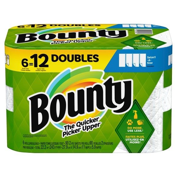 Bounty Select-A-Size Paper Towels, White, 8 Single Plus Rolls