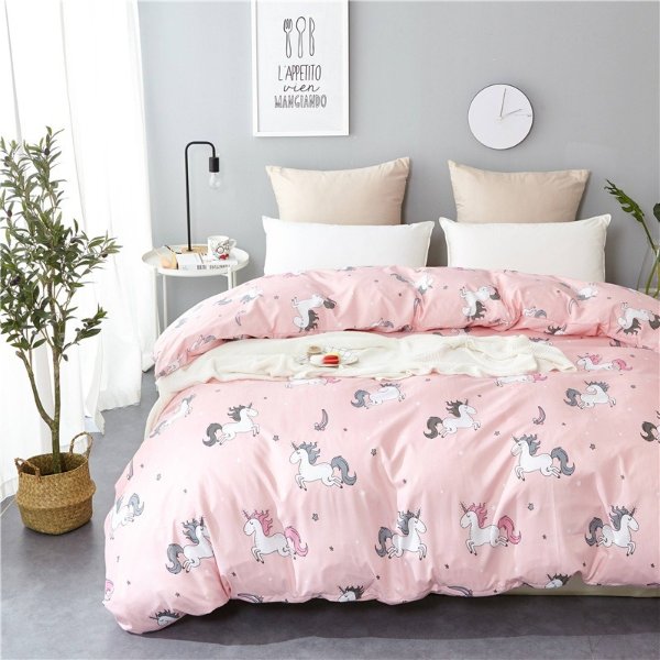 Cartoon Unicorn Printed Quilts Summer Thin Air-conditioned Comforter Queen Size Colcha Duvets Single Bed