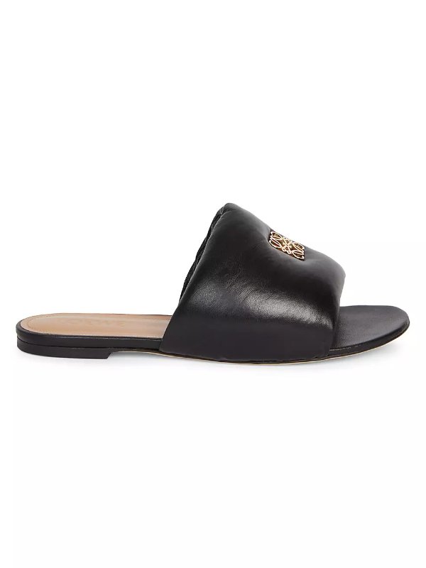 Anagram Padded Leather Flat Sandals