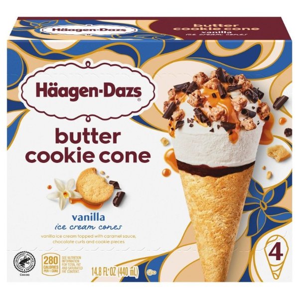 Frozen Vanilla Cookie Cone - 4ct/9.84oz