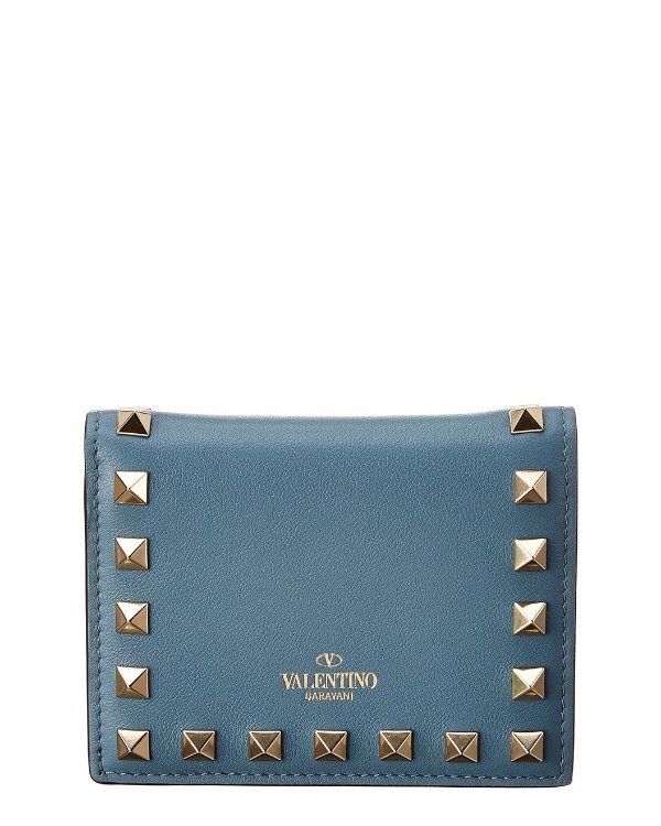 Rockstud Leather French Wallet
