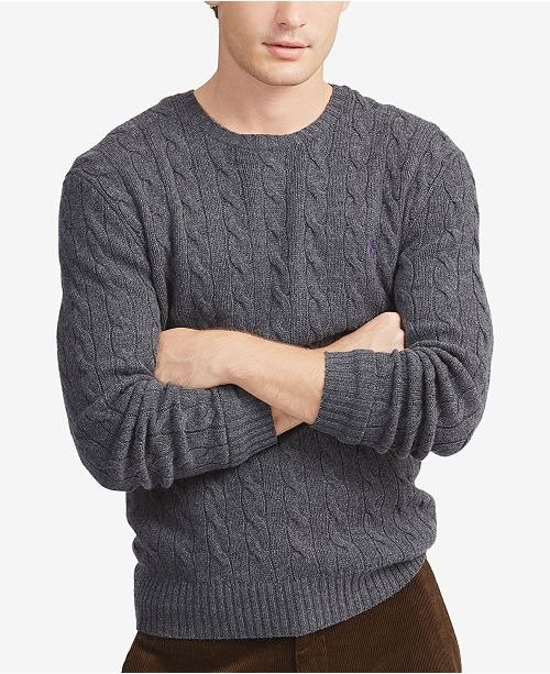 Men's Cashmere Wool Blend Cable-Knit Sweater