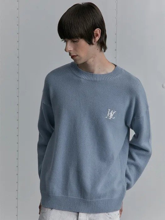 Signature Loose-fit Basic Pullover _ Blue