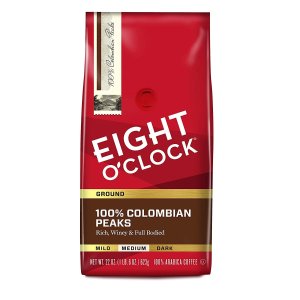 Eight O'Clock 哥伦比亚中度烘焙研磨咖啡 22oz