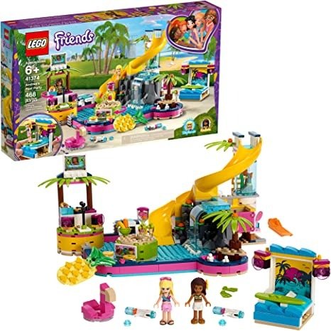 Friends Andrea's Pool Party 41374 Toy Pool Building Set with Andrea and Stephanie Mini Dolls for Pretend Play, Includes Toy Juice Bar and Wave Machine (468 Pieces)