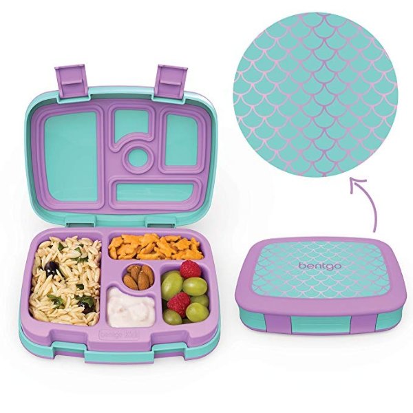 Kids Prints (Mermaid Scales) - Leak-Proof, 5-Compartment Bento-Style Kids Lunch Box - Ideal Portion Sizes for Ages 3 to 7 - BPA-Free and Food-Safe Materials